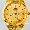 Relógios de pulso 2023 Oriental Double Lion Masculino Relógio Mecânico Grande Dial Luminoso À Prova D 'Água Cor Dourada