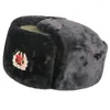 Berets Soviético Emblema Rússia Ushanka Bomber Chapéus Exército Militar Piloto Trapper Trooper Chapéu Inverno Faux Fur Earflap Homens Neve Caps