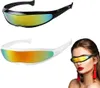 Futuristische schmale Zyklop-Visier-Sonnenbrille Laser-Brille UV400 Persönlichkeit verspiegelte Linse Kostüm-Brille Brille Männer Weltraum-Roboter-Brille