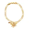 Lien Bracelets 21 cm chaîne en or carte pendentif pour homme femmes couleur plat ne se décolore pas bijoux cadeaux de fête de mariage