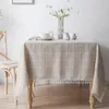 Table Runner Threedimensional Jacquard Checkered Tablecloth Cotton Linen Tassels DustProof Cover For Dinning Party Wedding Decor 231202