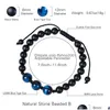 Bracelets de charme 12mm améthyste tissé bracelet réglable naturel oeil de tigre pierre noir givré pour hommes livraison directe bijoux bracelets Dhyow