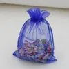 100 stcs Sapphire Blue Organza Gift Bags 20x30 cm / 4 inch met trekkoord (003585)