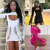 Women 2023 Summer Designer Dresses New Fashion Sexy Open Back Hollow Out Dress Long Sleeve Cape Set