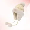 Berets Earmuff Plush Ball String Hat Autumn Warm Headwear Knitted Keeping Earflap For Adults ( )