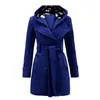 Women's Jackets Fashion Woolen Coat Women Warm Fleece Jacket With Belts Double Breasted Solid Casual Winter Vintage Slim Ladies 231123