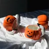 Tassen Kreative 3D-handgefertigte Kürbis-Kaffeetassen Keramik-Milchbecher Lustige Halloween-Geschenke für Kinder Neuheit Tee-Wasser-Tasse Geschenk 231122
