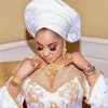 Collana Orecchini Set Gioielli da donna Bracciale con anello placcato in oro Accessori moda per la Nigeria H00211