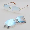 Designer-Sonnenbrille mit diamantgeschliffenen Gläsern für Damen und Herren, C-Dekoration, Drahtrahmen-Brille für Damen, randlose Herren, Luxusbrille im Freien, 00920, neue Farbschild-Linsengröße 60