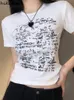 メンズTシャツ夏の女性TシャツOneck半袖レタープリントティーファッションホワイトTシャツクロップトップ2023 ROPA MUJERカジュアル韓国230422