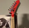 Canhoto 5150 Edward Van Halen Branco Listras Pretas Vermelho Guitarra Elétrica Floyd Rose Tremolo Ponte Whammy Bar Porca de Travamento Maple Neck Fingerboard Grande Headstock