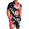 Survêtements pour hommes Polynésien Tribal Samoan Totem Tatouage Samoa Imprime Hommes Feuille Verte À Manches Courtes Short De Plage Survêtement Casual Trip 2Pièce