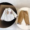 Le nouveau printemps et automne designer chemise à manches longues et pantalon ensemble 2 pièces de haute qualité marque décontractée fan de mode vêtements pour enfants taille 100 cm-150 cm 04