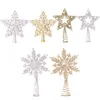 Juldekorationer 2st Tree Topper Star Snowflake Design Glittered Tree-Top Year DecorChristmas Dekorationer Christmas