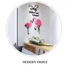 Stickers muraux Flamant rose Style nordique 3d pour salon enfants porche chambre décor à la maison auto-adhésif peinture murale