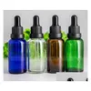 Bouteilles d'emballage en gros ambre clair vert bleu compte-gouttes en verre 30cc 30ml pipette flacon 1oz échantillon conteneur avec bouchon noir Dro Dhfqu