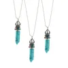 Hänghalsband One Pieces Bohemian Ethnic Vintage Hexagon Shape Natural Stone Crystal Pendants With Beads Chain