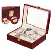 Titta på Boxes Case Wood Box 123561012 GRIDS -arrangörer 6 Slots Trähållare för män Kvinnor Watches Smycken Display Drop Deli DHRSM