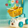 Kitchens Play Food Children's supermarket shopping cart baby trolley toy fruit cut happy home simulation kitchen boy girl birthday gift 231122