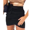 Skirts Fashion Women Winter Suede Skirt High Waist Leather Pocket Preppy Hip Bandage Mini Female Vestidos Clothing