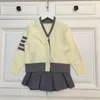 Nuovi bambini firmati Tute Ragazza Gonna autunnale vestiti per bambini Taglia 100-160 Cardigan maglione e abito a pieghe Nov25