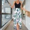 Abiti casual Abito da donna Scollo a V senza maniche Fiore estivo Stampato Incrocio sul retro Cinghia per spaghetti Dress-up Orlo irregolare senza schienale