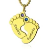 Pendant Necklaces Lovely Women's Necklace Costume Jewelry Gold Color Colar Name Birth Stone Chain Baby Feet For Mom Bijoux