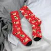 Chaussettes pour hommes Mode Hommes Hommes Casual Noël Carlins Rouge Chaussette Polyester Chien Planche À Roulettes Femmes Printemps Été Automne Hiver