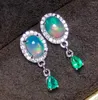 أقراط مسمار الأجزاء الطبيعية Emerald Opal arring arring gem Quality 3x4mm 2x3mm