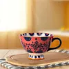 Mugs 420ml Ceramic Cup Cups Hand Painted Floral Pattern Retro Creative Coffee for Latte Water Restaurant Office Family Friend 231122