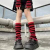 Women Socks Lolita Long Women's Red Black Strip Arm Warmer Keep Warm Sleeve Autumn Winter Crochet Boot Cuffs