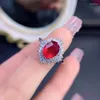 Cluster Rings Natural 6x8mm Pigeon Red Ruby Ring 925 Sterling Silver Luxury Inlaid Fashion Gift For Your Girlfriend
