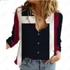 Women's Blouses Spring/Summer Long Shirt Stripe Plaid 3D Printing Selling Polo Button Unisex Casual Style Top Cardigan