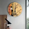 Horloges murales Eiffel style rétro horloge chambre silencieux numérique salon décor design moderne