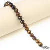 Strand Natural Stone Beads Colorful Tiger Eye Hand String Armband Round Charm Jewelry Accessories Gift 18 5cm