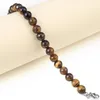 Brin Perles De Pierre Naturelle Coloré Oeil De Tigre Main Chaîne Bracelet Rond Charme Bijoux Accessoires Cadeau 18 5 cm