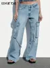 Damesjeans Wijd been voor vrouwen losse stevige rechte vintage broek vrouwelijk 2023 Spring Casual High Street Pockets Long denim broek 230422