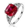 Trauringe Silber Farbe Designer Rot Grün Blau Kissenschliff Zirkon Verlobungsring Für Frauen Weibliche Finger Mode Großhandel Jewlery