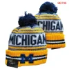 Michigan Beanies Wolverines Beanie North American College Team Side Patch Winter Wool Sport Knit Hat Skull Caps a2