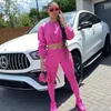 Женские брюки с двумя частями оптовые предметы Fuchsia Sweat -Suits for Women Fall Casual Set Sportswear Пуловая толстовка и спортивные штаны.