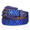 30% DI SCONTO Cintura in denim con diamanti punk in stile personalizzato blu scuro con strass a testa di teschio di design