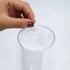 Vasos acrílicos con forma de globo de nieve de doble pared de 24 oz con tapa plana, vaso de bebida de plástico transparente con pajita y orificio para llenar con purpurina 124