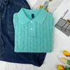 High Street T Shirt Yaz Kadın Gömlek Yün Sweater Kısa kollu Tshirt Mektup Nakış Tutuklu Triko Avrupa Erken Bahar 2023 6 Stiller Mavi Pembe Mavi Y2K Stilleri