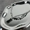 Anhänger Halsketten Mode Edelstahl Schwarz Kristall Für Frauen Gliederkette Schmuck Handgemachte Perlenkette Weiß Vergoldet