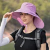 Basker utomhus bred grim hink hatt med nackskydd för män kvinnor sommar snabbt torkskydd visir cap fiske vandring