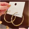 Hoop Huggie Gold Sier Color Big Earrings Thick Twist Circle Piercing For Women Female Statement Jewelry Gifts Drop Delivery Dhuvg