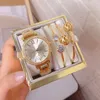 Mode 3 ensembles de luxe femmes montre bracelet top marque montres en or rose dame designer montres de diamant pour les femmes cadeaux d'anniversaire de Noël avec boîte-cadeau relogios