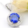 Pendant Necklaces Luckyshine 10 Pcs 1Lot Women Jewelry Round Vintage Mti-Color Topaz Gemstone 925 Sier Zircon Pendant Necklaces Mm Wit Dhhly