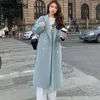 Lã feminina outono inverno solto casaco de lã para mulher casual sólido outerwear com cinto moda coreana chique feminino roupas