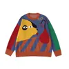 Kadın Sweaters Kış Bahar Niş Tasarım Harajuku Bf Gevşek Külot Uzun Kollu Karikatür Köpekler Renk Bloğu Y2K Triko Üstler 231123